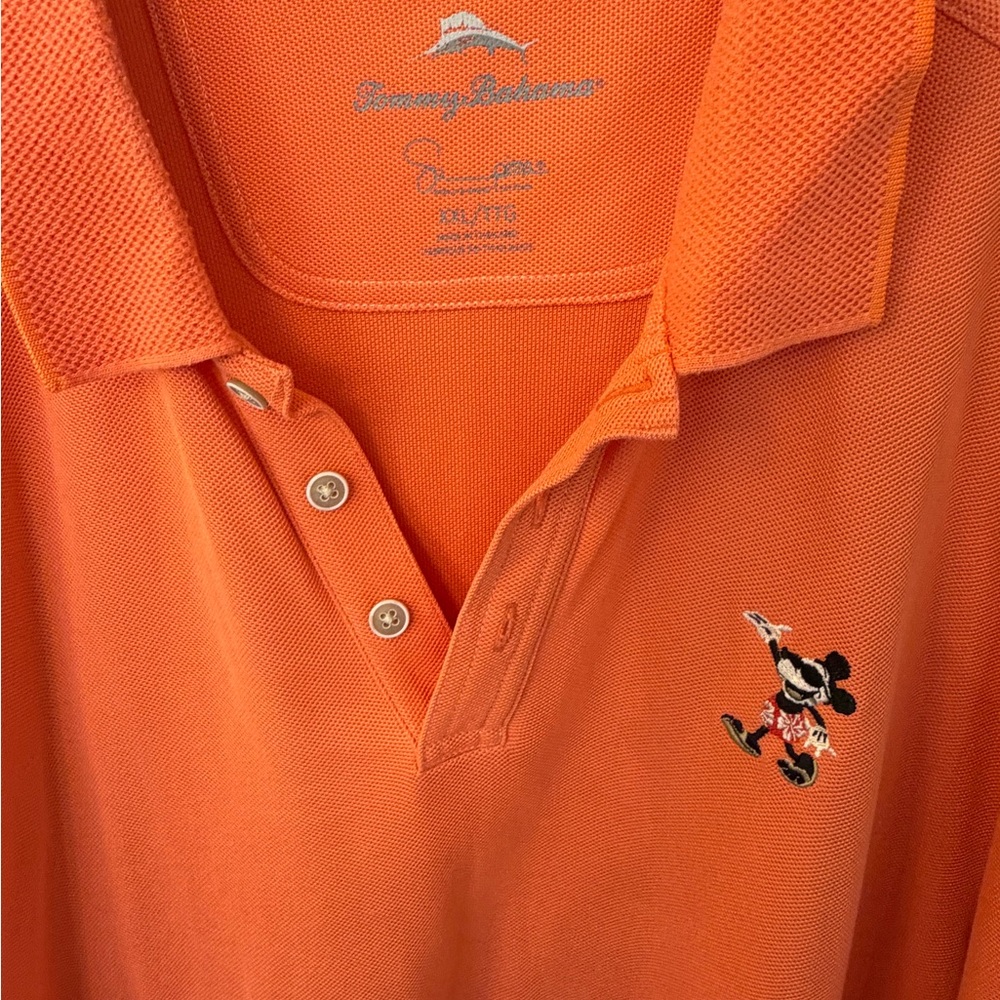 Tommy Bahama Orange Polo with Mickey Embroidery - Picture 2 of 2